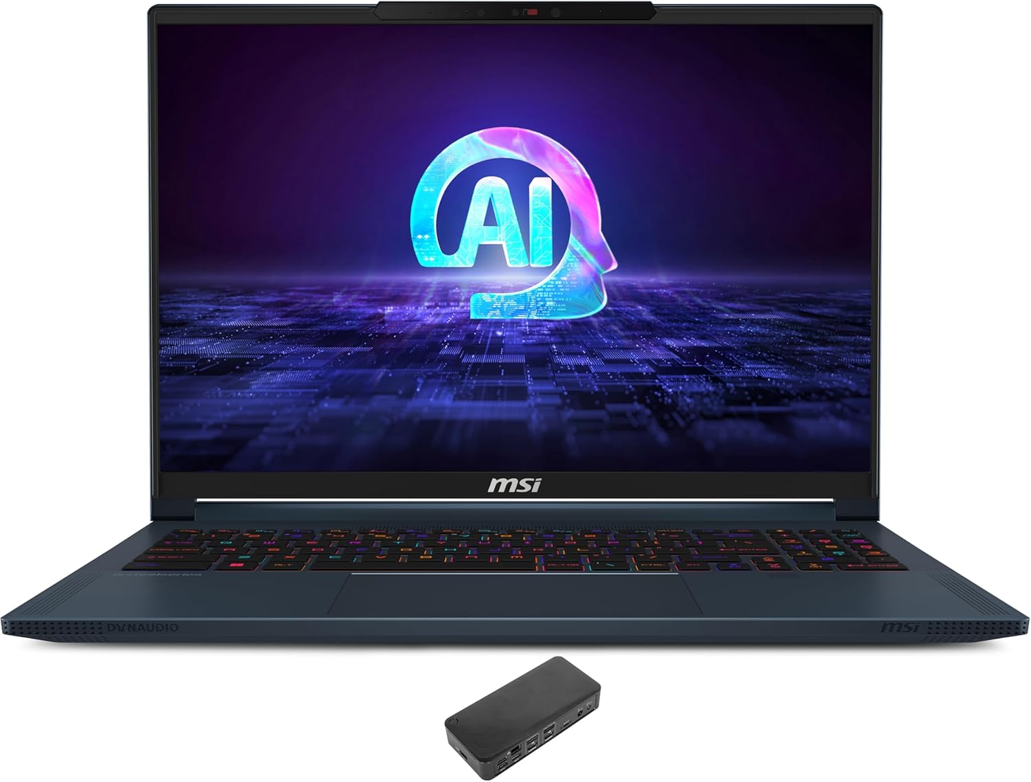 MSI Stealth 16 AI Studio Gaming Laptop (Intel Ultra 9-185H 16-Core, 64GB DDR5 5600MHz RAM, 2TB PCIe SSD, GeForce RTX 4070, 16.0" 240 Hz Wide QXGA (2560x1600), Fingerprint, Win 11 Pro) with USB-C Dock