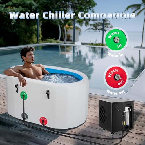 XL Cold Plunge Tub, Ice Bath Tub for Athletes, Water Chiller Compatible, Portable Ice Bath at Home Outdoor, Black, 53.15" L x 33.46" W x 25.59" H