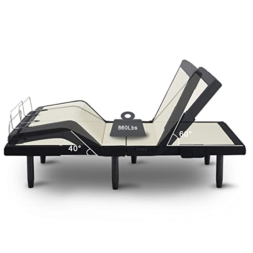 Pro Full Adjustable Bed Frame, Adjustable Bed Base with Back&Leg Massage/Wireless Remote&Bluetooth APP/Under Bed Lighting/USB Ports/Back&Foot Incline/Anti Snore/Easy Assembly