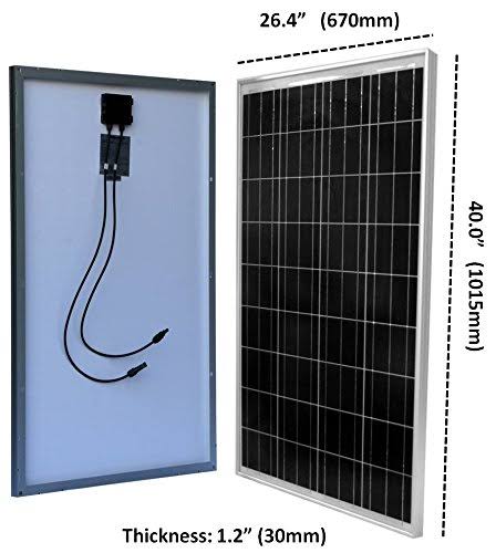 WindyNation 100 Watt Solar Panel Off-Grid RV Boat Kit with LCD PWM Charge Controller + Solar Cable + MC4 Connectors + Mounting B
