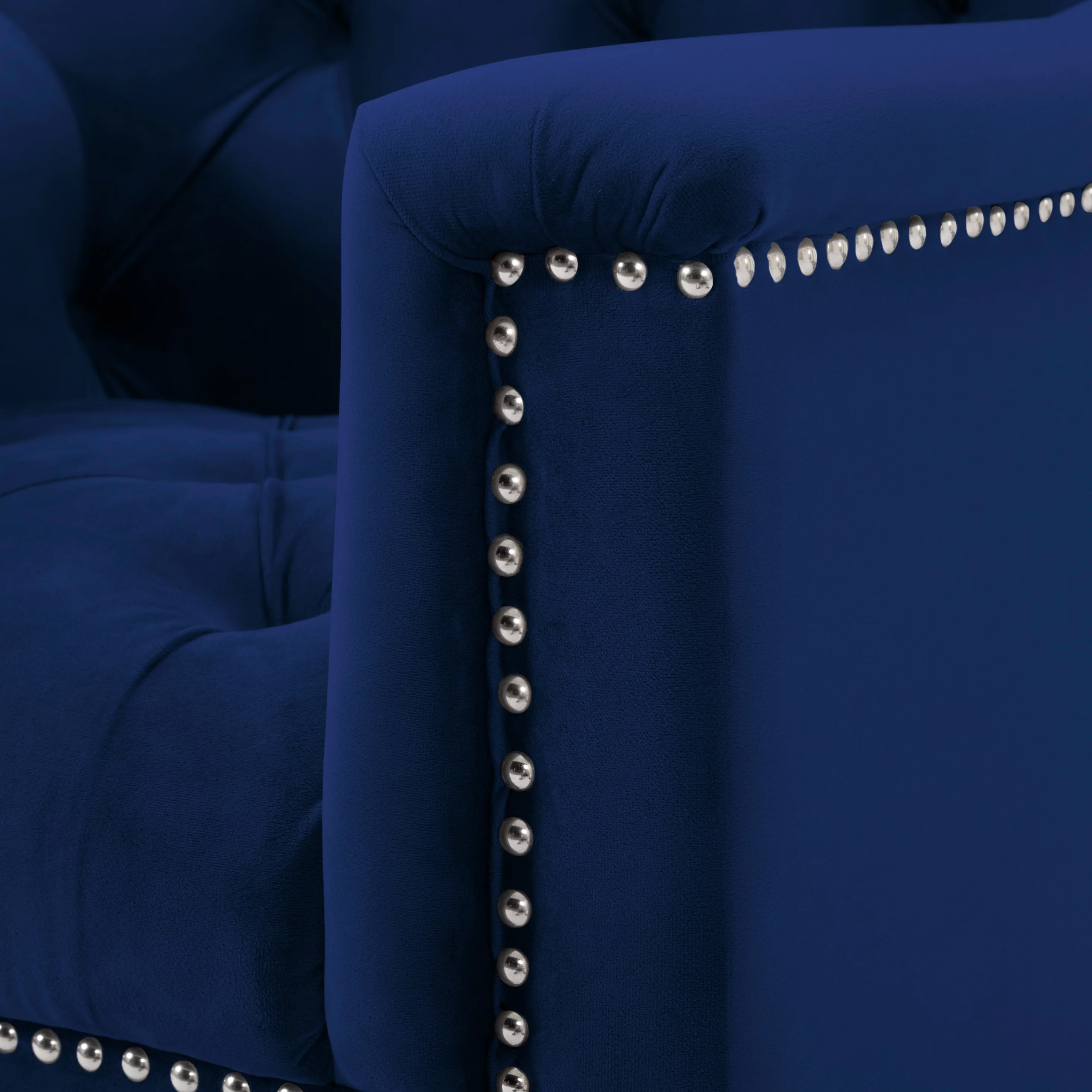 3 Piece Living Room Set Navy Blue Velvet