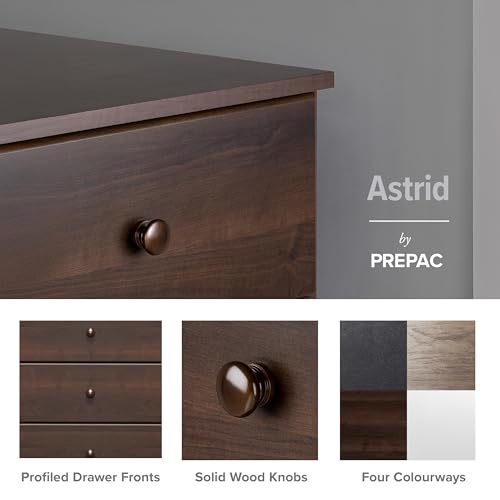 Prepac Sonoma 6 Drawer Dresser for Bedroom, Tall Chest of Drawers, Bedroom Furniture, Clothes Storage and Organizer, 19" D x 23.25" W x 52.75" H, Black