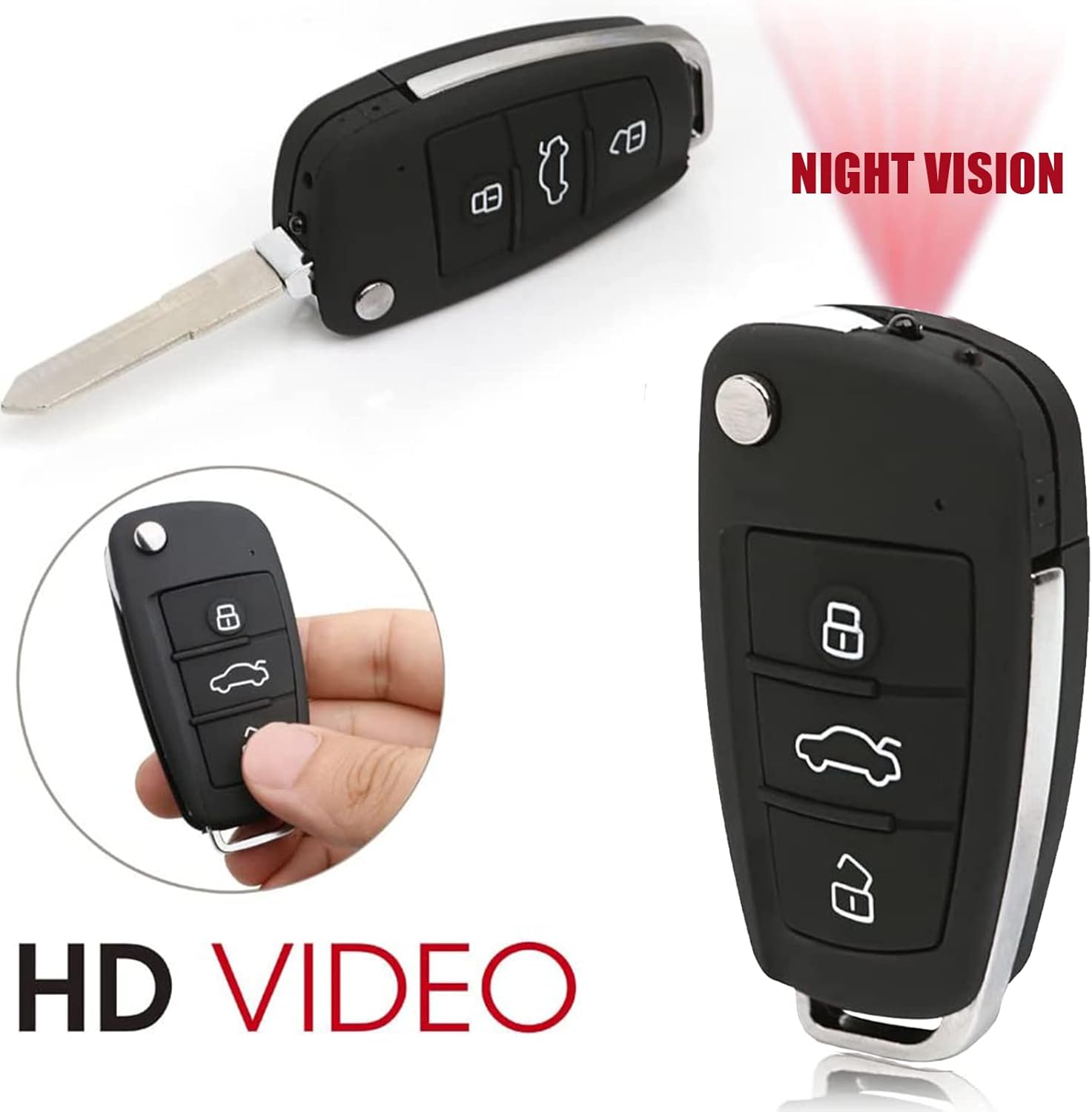 Buloge 32g Car Key Spy Camera ,Hidden Camera with IR Night Vision Motion Detection, Spy Camera Hidden Camera with HD 1080P , Image 2560X1920, Nanny cam, Surveillance & Security Cameras for Dating Pack of 2