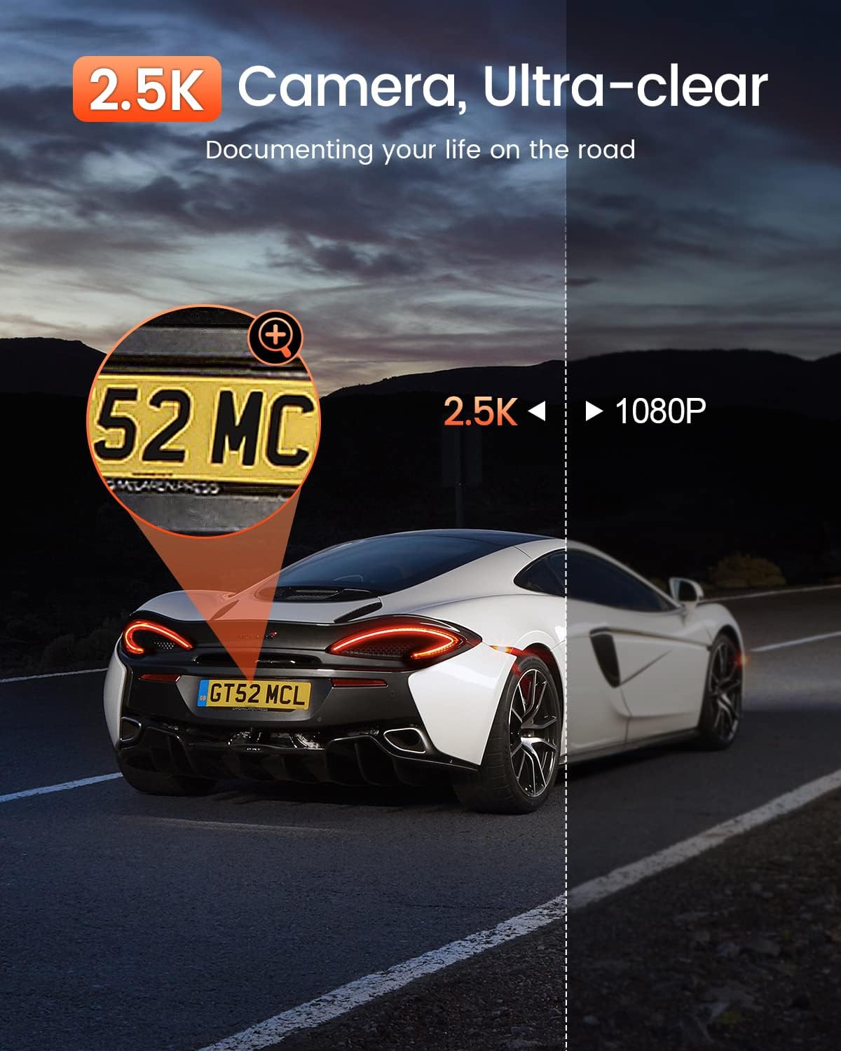 Dash Cam WiFi 2.5K Car Camera, Front Dash Camera for Cars with Night Vision, 24 Hours Parking Mode, WDR, Loop Recording, G-Sensor, 170°Wide Angle, APP, Support 360° Rotation