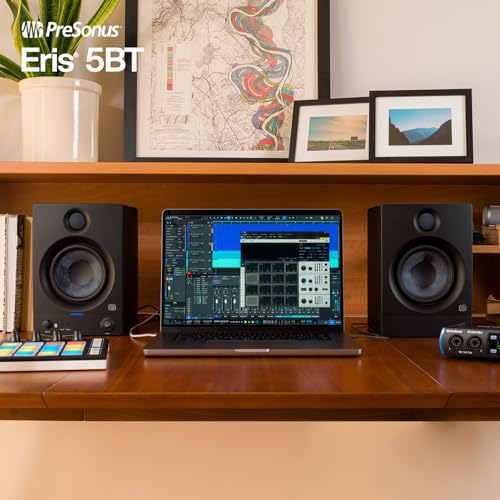 PreSonus Eris 3.5BT Bluetooth Studio Monitors, Pair — Powered, Active Monitor Speakers for Desktop, Turntable, Record Player, Bookshelf, DJ Speakers