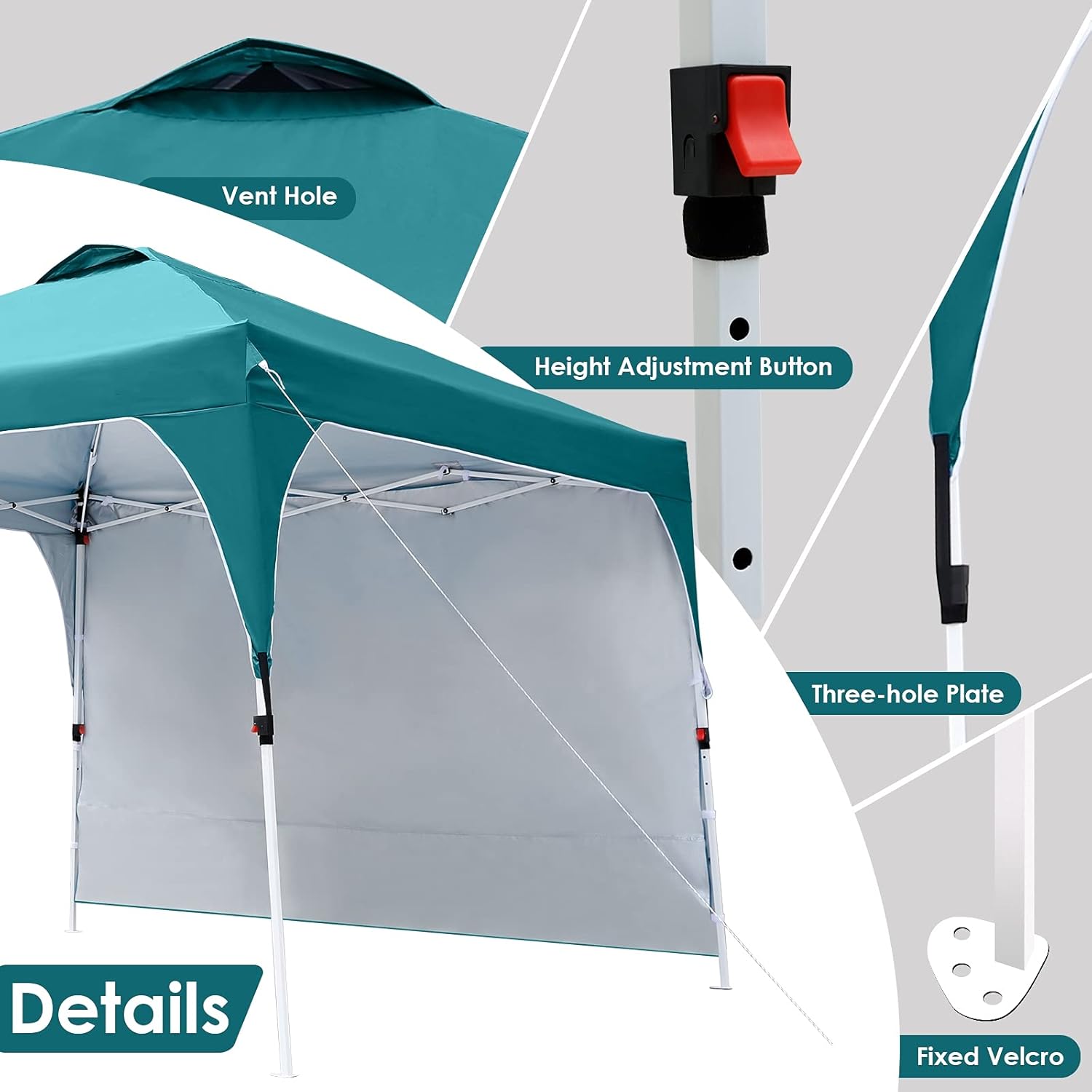 Canopy Tent with Sidewall 10'x10', Anti-UV Sun Instant Shelter Easy Set-up for Camping, Parties, Garden, Backyard, Wheel Carrying Bag