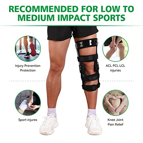 Orthomen Functional Knee Brace - for ACL/MCL/PCL/Meniscus/Ligament/Sports Injuries, Adjustable Hinged ROM Orthopedic Knee Orthosis for Men & Women (M/Right)
