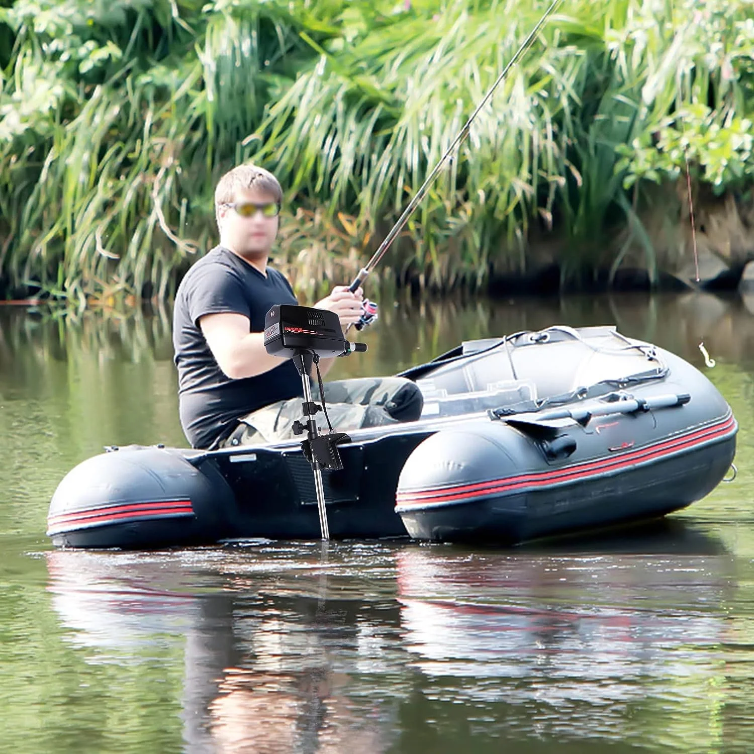Miumaeov 10HP Electric Outboard Engine 60V 2200W Brushless Trolling Motor Jet Pump Propeller Fishing Boat Engine for Small Water Vehicles Inflatable Boats Canoes Aluminum Fishing Boats