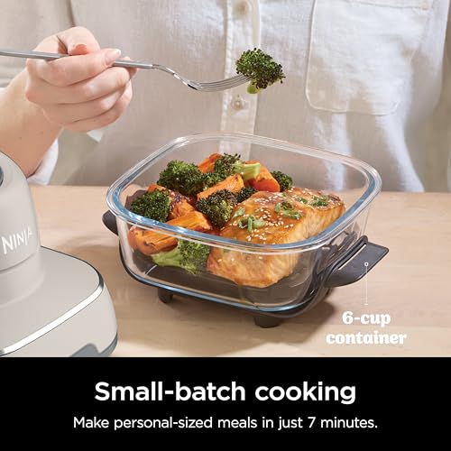 Ninja Crispi Air Fryer, Microwave, Freezer & Dishwasher Safe, Non Toxic Glass Portable Cooking System, 4 QT & 6 Cup Glass Containers with Storage Lids, Easy Meals, Air Fry, Bake, Green, FN101SG