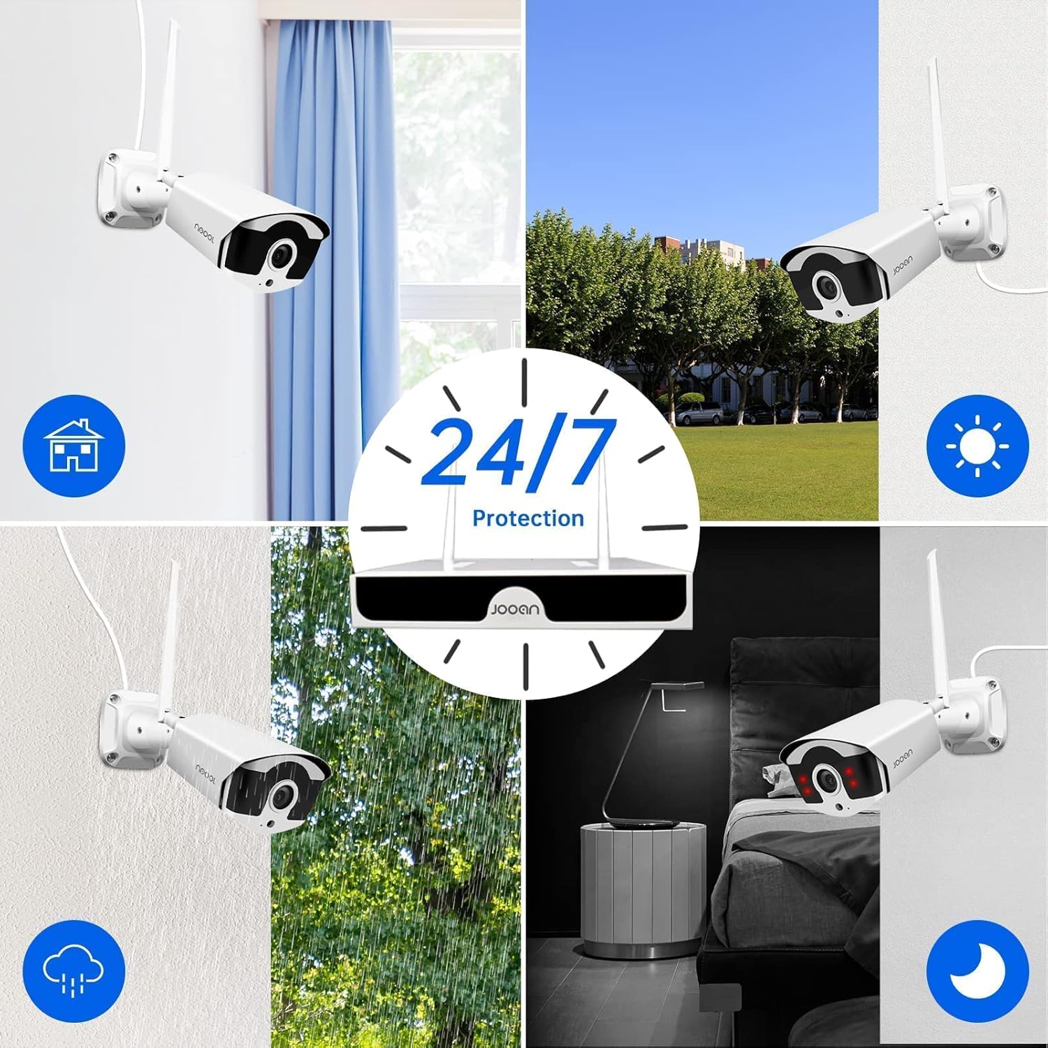 [Expandable 8CH, 2K,Audio] Wireless Security Cameras System Outdoor, 3.0MP 1296P H.265 One-Way Audio,Night Vision,Motion Detection,Remote Access,Metal Case- with 1TB Hard Drive