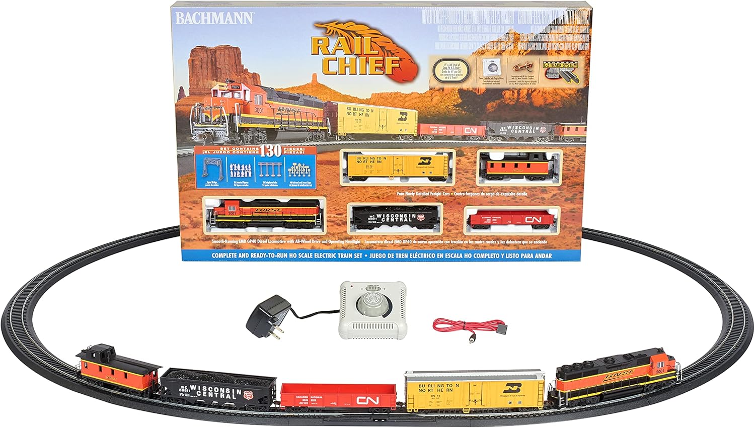 Bachmann Trains - Rail Chief Ready To Run 130 Piece Electric Train Set - HO Scale, Brown/a