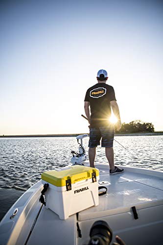 Frabill Magnum Bait Station 30 | 30 Quart Bait Cooler with Dual Aeration, White and Yellow & Marine Metal ABS-3 Bubble Donut, 3-Inch, Air Diffuser