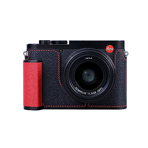 Camera Half Case for Leica Q3,SIUTATDSH Vintage Metal Genuine Leather Camera Protective Cases Stylish Portable Shockproof (BlackC)