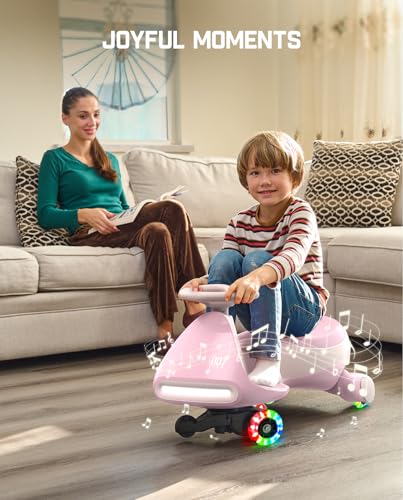 FanttikRide 12V N7 Pro Electric Wiggle Car with Pedal, Rechargeable Battery, CyberWiggle, 2 in 1 Swing Car, 2 Speed, Anti-Rollover, Flashing Wheels, Bluetooth, for Ages 3 and Up, 150 Lbs, Blue