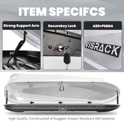 White Rooftop Cargo Box Carrier Large 21 Cubic Feet Car Top Mount Travel Luggage Storage,Dual Side Opening,Heavy Duty Waterproof Roof Storage Box Extra Keys,75.98" L x 31.5" W x 14.96" H