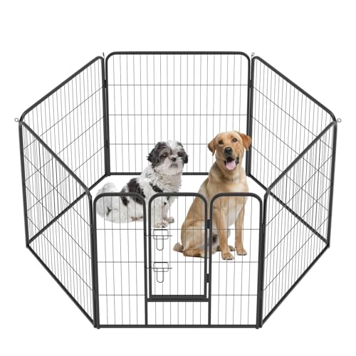 BestPet Dog Playpen Indoor 40 inch 16 Panels Metal Dog Pen Pet Dog Fence Outdoor Exercise Pen with Doors,Pet Puppy Playpen for RV Camping Yard, Black
