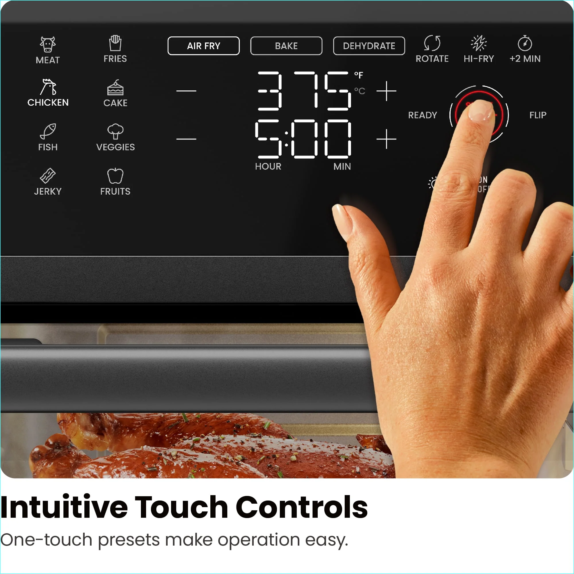 Chefman Multifunctional Digital 10 Qt. Air Fryer+ Rotisserie, Fry, Roast & Bake, 17 Presets - Black, New