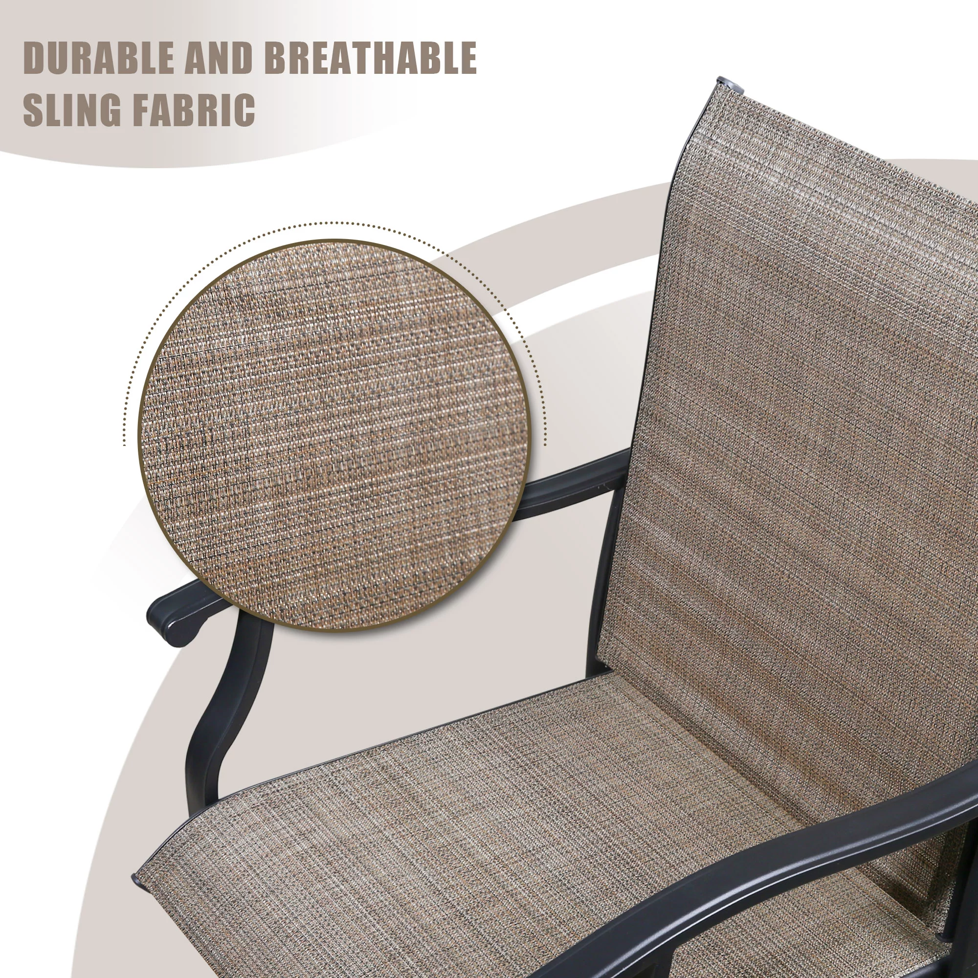 Ulax Furniture 4-Piece Outdoor Swivel Bar Stools, Sling Patio Seating Height Bar Chairs with High Back and Armrest