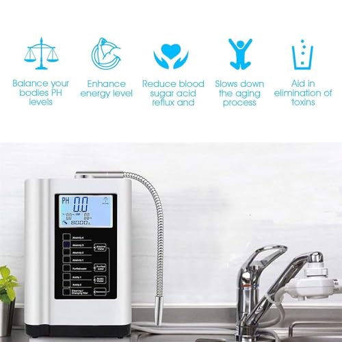 Alkaline Electrolyzed Water Machine, Ph 3.5-10.5 Alkaline Acidic Hydrogen Water Purifier, Up to -600mv Orp, 7 Water Settings, Automatic Cleaning, Smart Voice