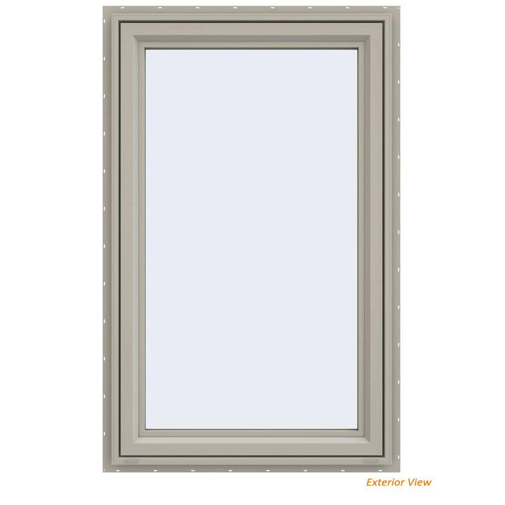JELD-WEN 29.5 in. x 47.5 in. V-4500 Series Desert Sand Vinyl Left-Handed Casement Window with Fiberglass Mesh Screen CS2120