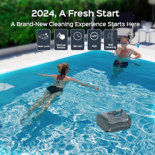 (2024 New) WYBOT C1 Pro Robotic Pool Cleaner Vacuum with APP, Manual Mode Switching & Wall Climbing, 65W Suction Power, 150 Mins, 1614 sq.ft, Intelligent Route Planning, Ideal for Inground Pools