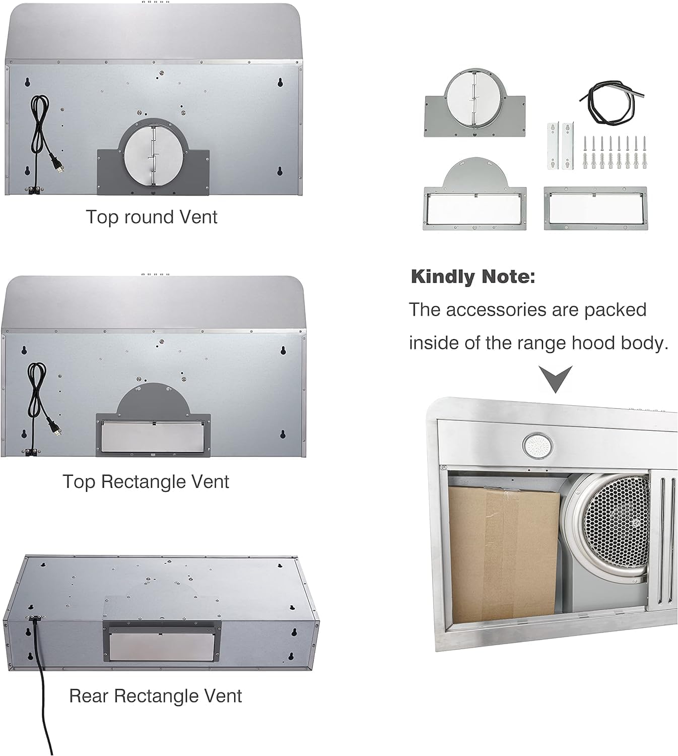 30 Inch Under Cabinet Range Hood Kitchen Vent Hood,Built in Range Hood with 400CFM for Ducted in Stainless Steel, with Permanent Stainless Steel Filters