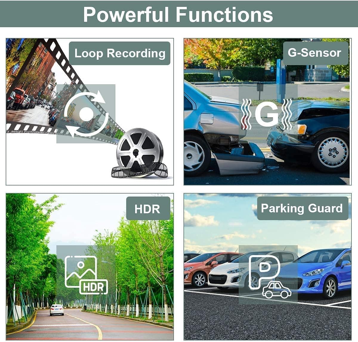 Dash Cam Front and Rear, Dash Camera for Cars 1080P Full HD Dual Dash Cam 3 IPS Screen in Car Camera Front and Rear Night Vision,170°Wide Angle Motion Detection Parking Monitor G-Sensor(with SD Card)