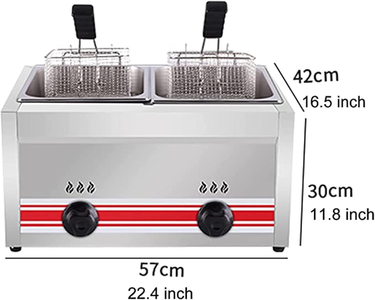 Two Tank Outdoor Deep Fryer, Propane Deep Fryer with 2 Stainless Steel Baskets and Lids Gas Deep Fryer for French Fries, Chicken,Home Kitchen Restaurant