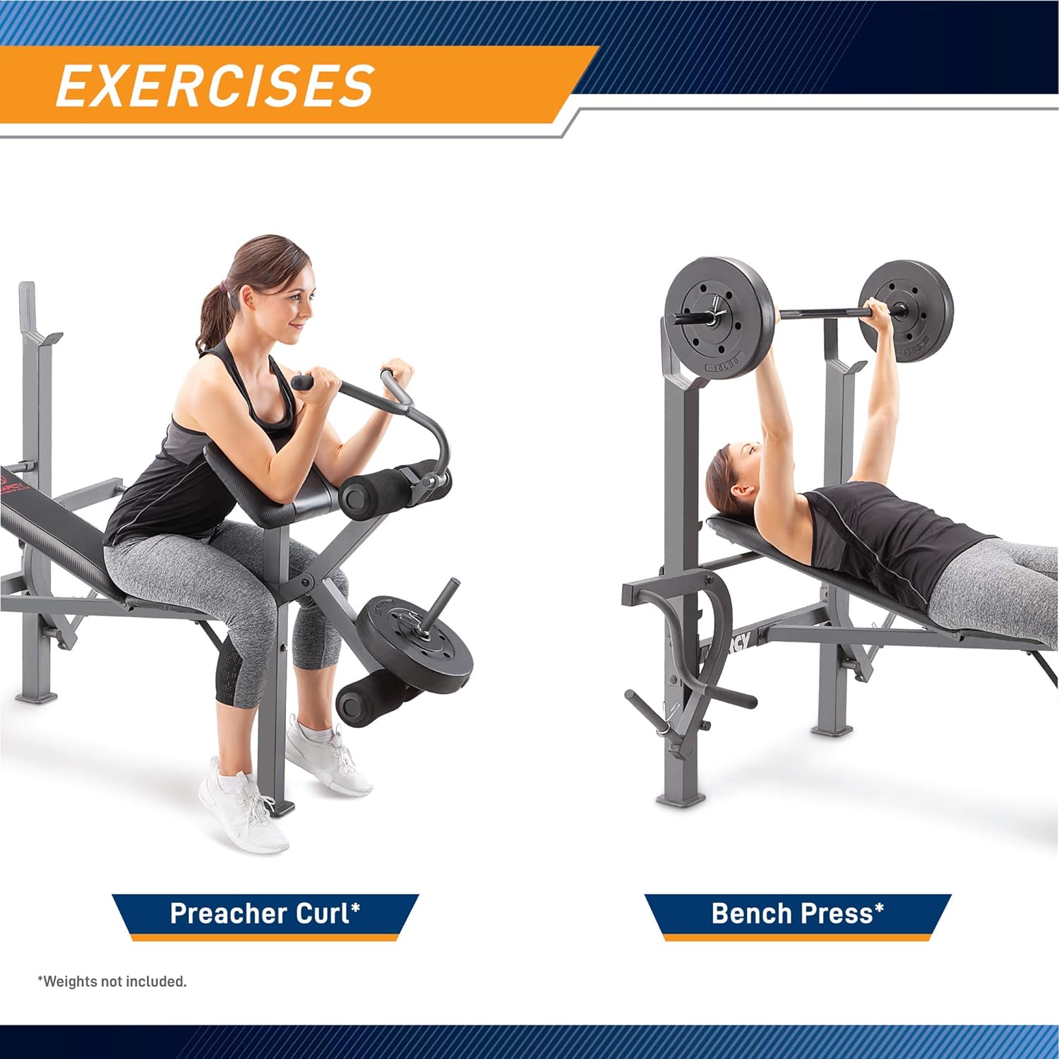 Marcy Standard Weight Bench with Leg Developer Multifunctional Workout Station for Home Gym Weightlifting and Strength Training MD-389