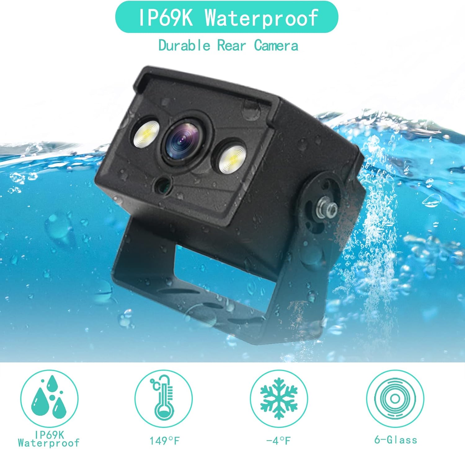 Car Wireless Backup Camera Kit,5 Inch Monitor and 1080P Front/Rear View Adjustable Camera for Car,Pickup,Truck,RV,SUV,Van,Camper Easy Installation Stable Signal Night Vision Waterproof Cam System