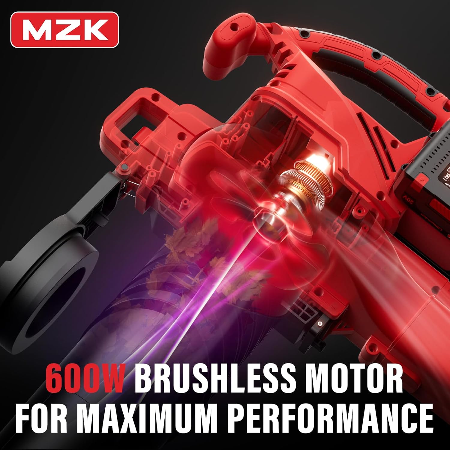 MZK 40V Cordless Leaf Blower, Leaf Vacuum and Mulcher, 3-in-1 Brushless Battery Powered Leaf Blower Kit with Collection Bag, 550CFM Leaf Vacuum for Lawn care(2*4.0Ah Battery and Fast Charger Included)