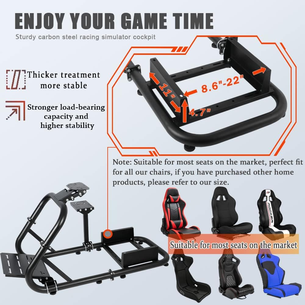 Supllueer Racing Sim Cockpit 50mm Round Tube Fit Logitech G29 G920 G923 Thrustmaster T300 Fanatec