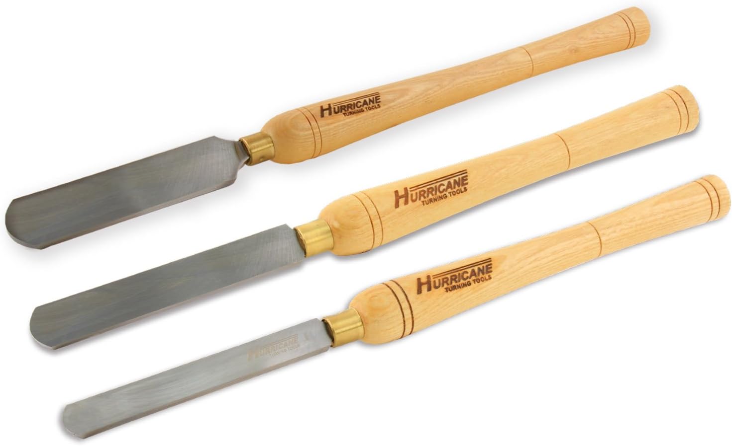 Hurricane Turning Tools, HSS, 3 Piece Round Nose Scraper Set (3/4", 1" and 1 1/2"), Standard Series Woodturning Tools