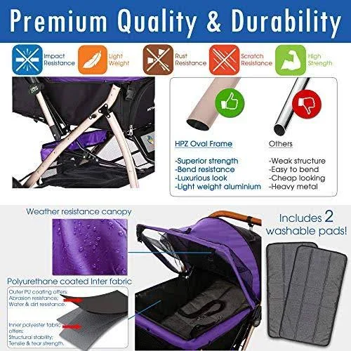 HPZ Pet Rover XL Extra-Long Premium Heavy Duty Dog/Cat/Pet Stroller Travel Carri