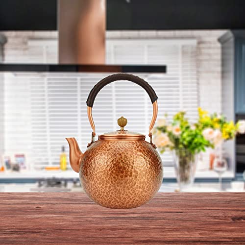 Funmaker Handmade Solid Copper Tea Pot Kettle Stovetop Teapot Thick Hammered Copper Tea Pot Kettle Stovetop Teapot Made for gasstove tops pure copper kettle