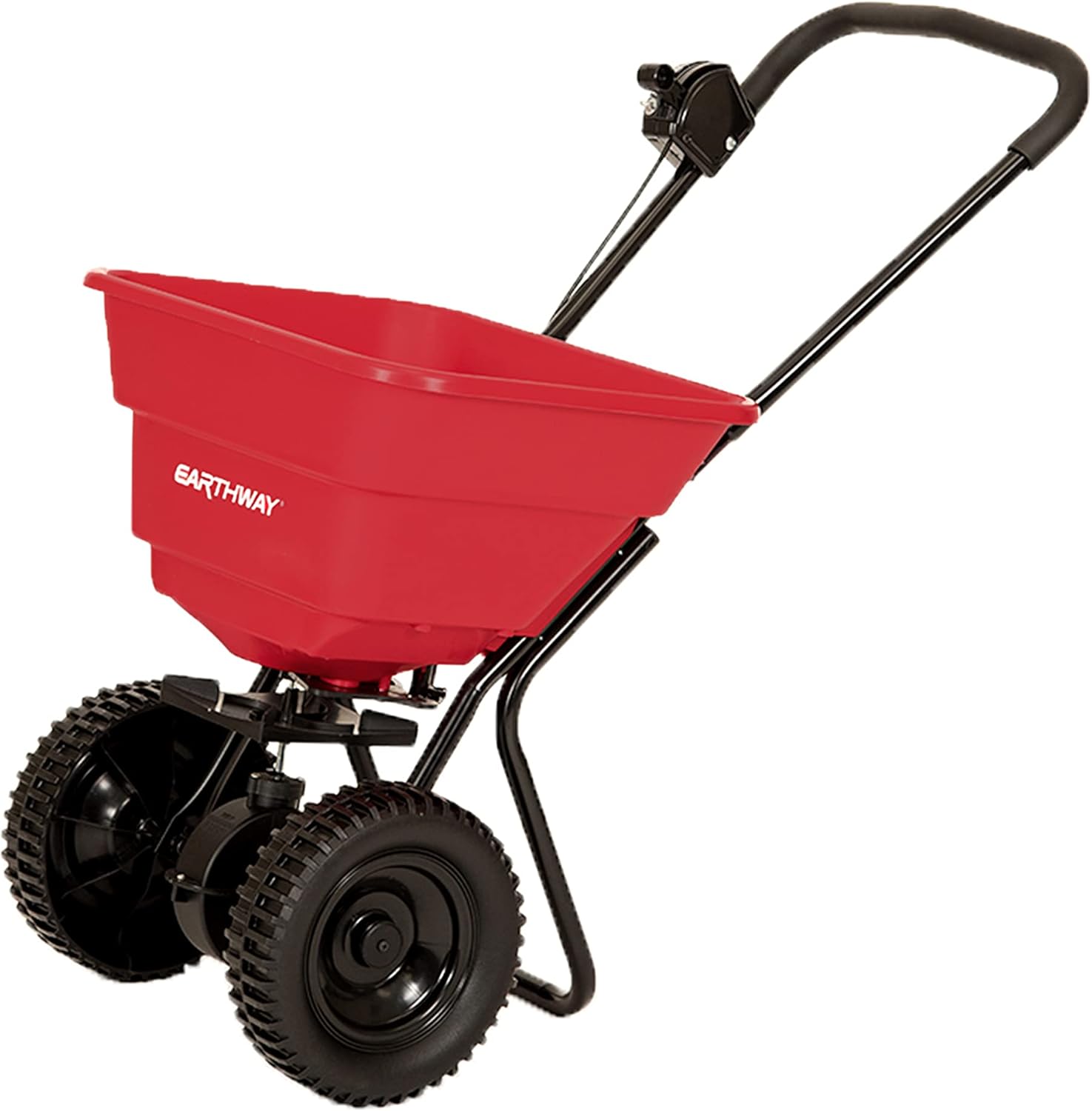 EarthWay 2050SU Deluxe 80 LBS Heavy-Duty Walk Behind Commercial Broadcast Spreader with 10-inch Poly Tires, Even Spread, Built-in Side Spread Control and Pre-Assembled