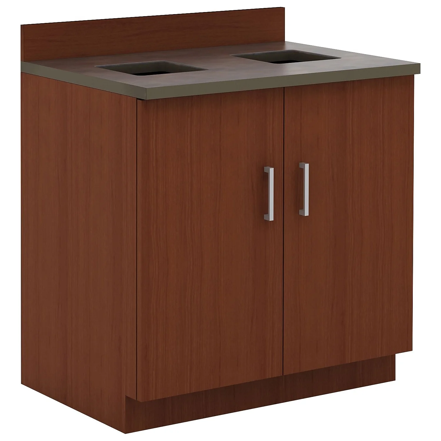 Safco Break Room Waste Management Base Cabinet Mahogany/Slate 36Hx36Wx25D 1707MH - Curated Treasures Market