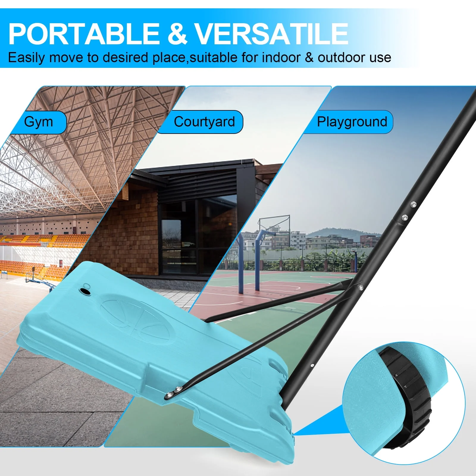 HooKung Portable Basketball Hoops Height Adjustable 5.6ft -7ft Basketball System 28'' Backboard with Wheels for Teenagers Youth Indoor Outdoor Use