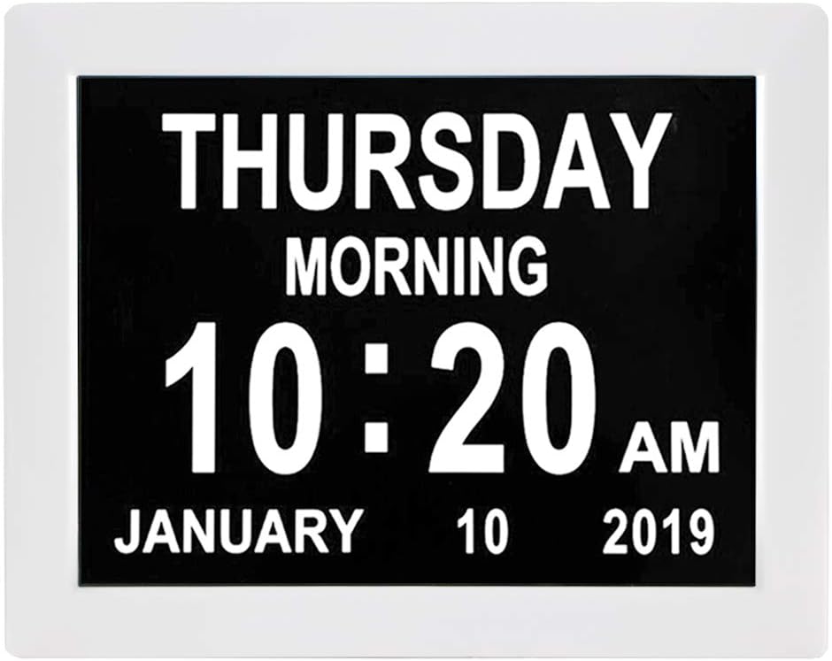 [Newest Version] 8-Inch Dementia Clock Digital Calendar Clock - 8 Alarm Options,Extra Large Non-Abbreviated Day & Month for Vision Impaired, Alzheimer,Elderly, Memory Loss
