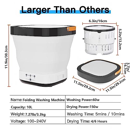 Portable Washing Machine Mini Washer with 2 Modes Drying and UV, Washing Machine Portable 4D Wave Wheel,Spin Dry for Apartment,Laundry,Camping,Trave