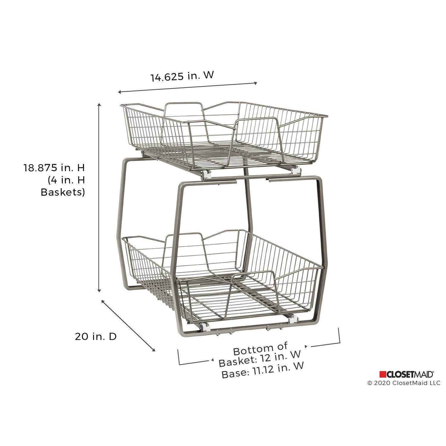 ClosetMaid 2-Tier Kitchen Cabinet Organizer, Nickel