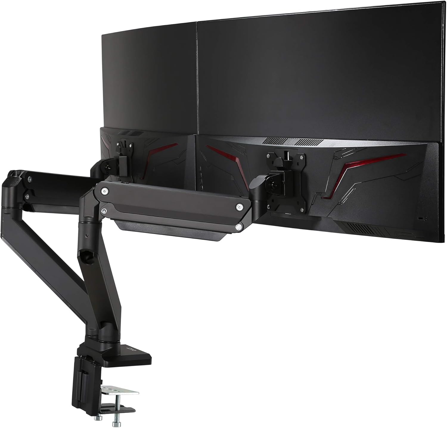 AVLT Dual 13-35 Monitor Arm Desk Mount fits Two Flat/Curved Monitor Full Motion Height Swivel Tilt Rotation Adjustable Monitor Arm - White/VESA/C-Clamp/Grommet/Cable Management
