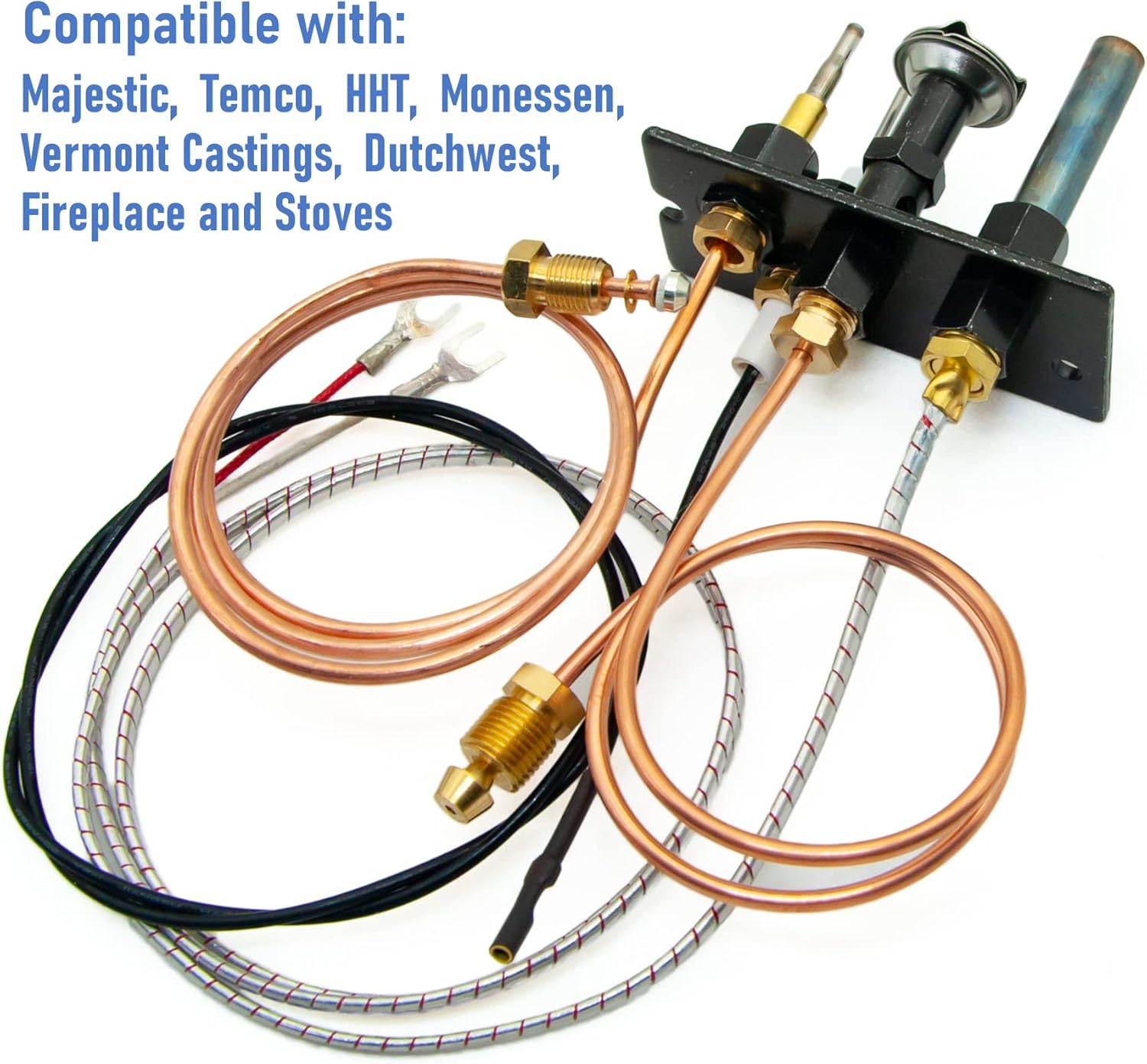 10002264 Propane and Natural Gas Pilot Assembly,LP NG 3 Way Pilot Replacement for Majestic,Temco,Vermont Castings Dutchwest,Fireplace and Stoves,Replaces 10002265
