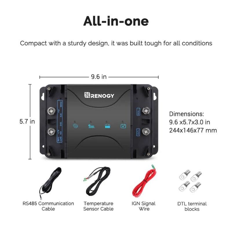 Renogy DCC30S 12V 30A Dual Input DC-DC On-Board Battery Charger with MPPT