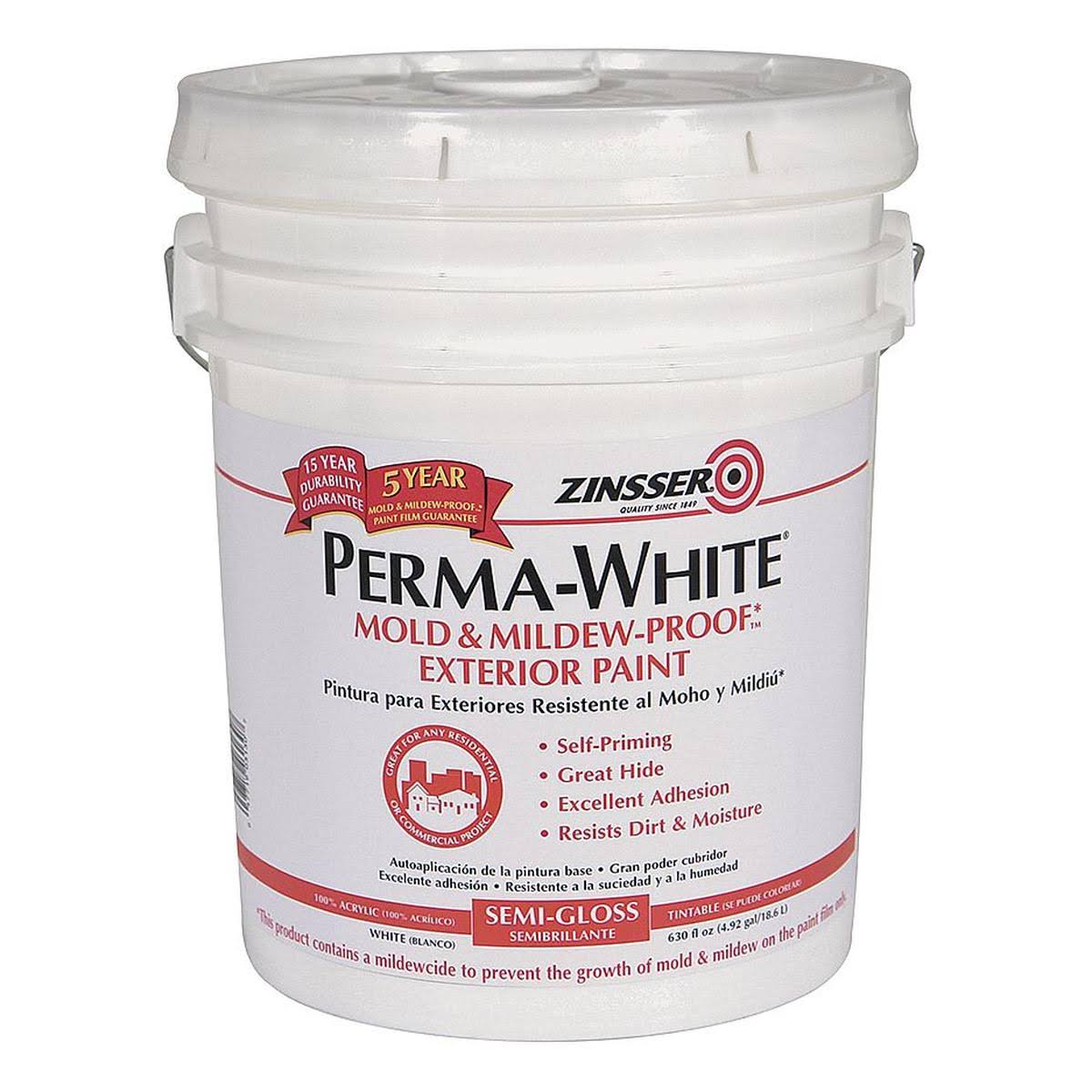 Zinsser Semi-Gloss White Interior/Exterior Paint,5 gal.