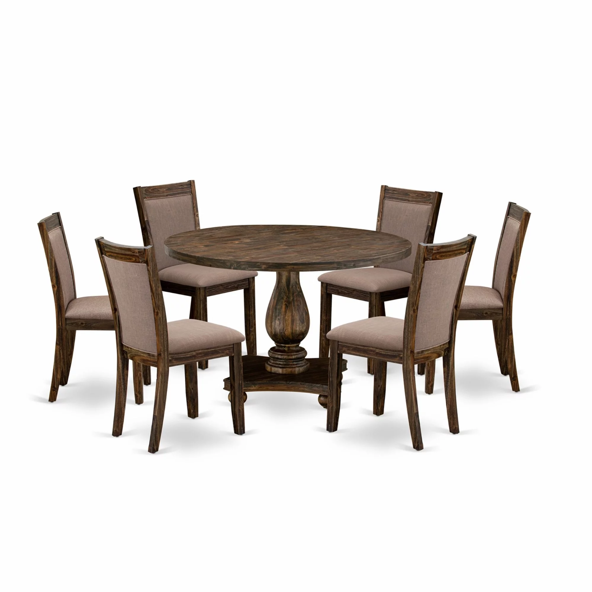 East West Furniture Irving 7-Piece Wood Dining Set in Distressed Jacobean/Coffee