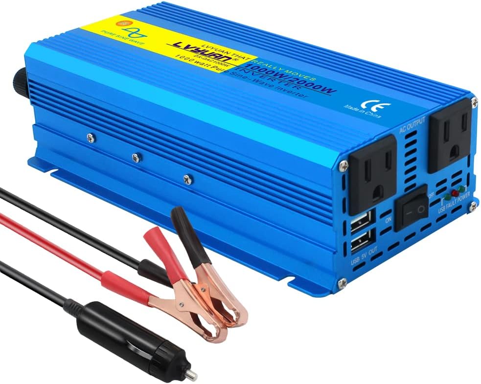 Cantonape Pure Sine Wave Inverter 4000W Power Inverter 24V to 110V DC to AC with LED Display Remote Controller for Truck RV Home Solar System