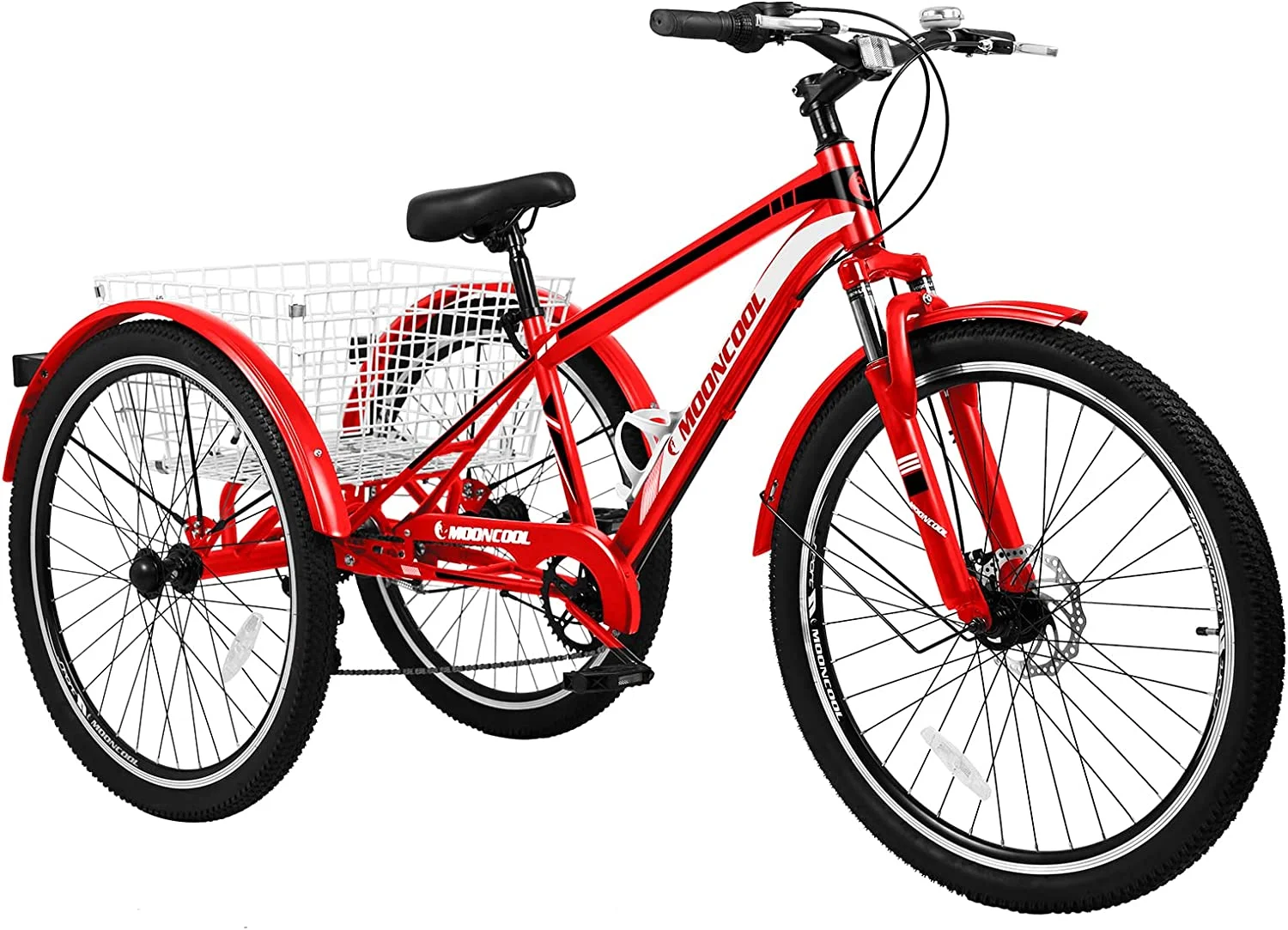 ABORON Mountain Tricycle for Adults, 3 Wheeled 7-Speed Mountain Tricycle 24/26/27.5 inch Men's Women's Tricycles Cruiser Bike with Cargo Basket