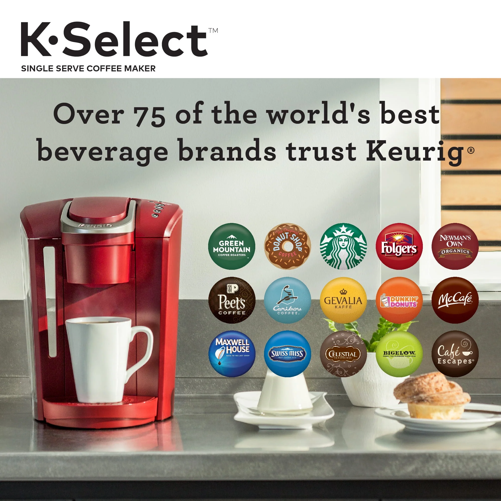 Keurig K-Select Single-Serve K-Cup Pod Coffee Maker, Matte White