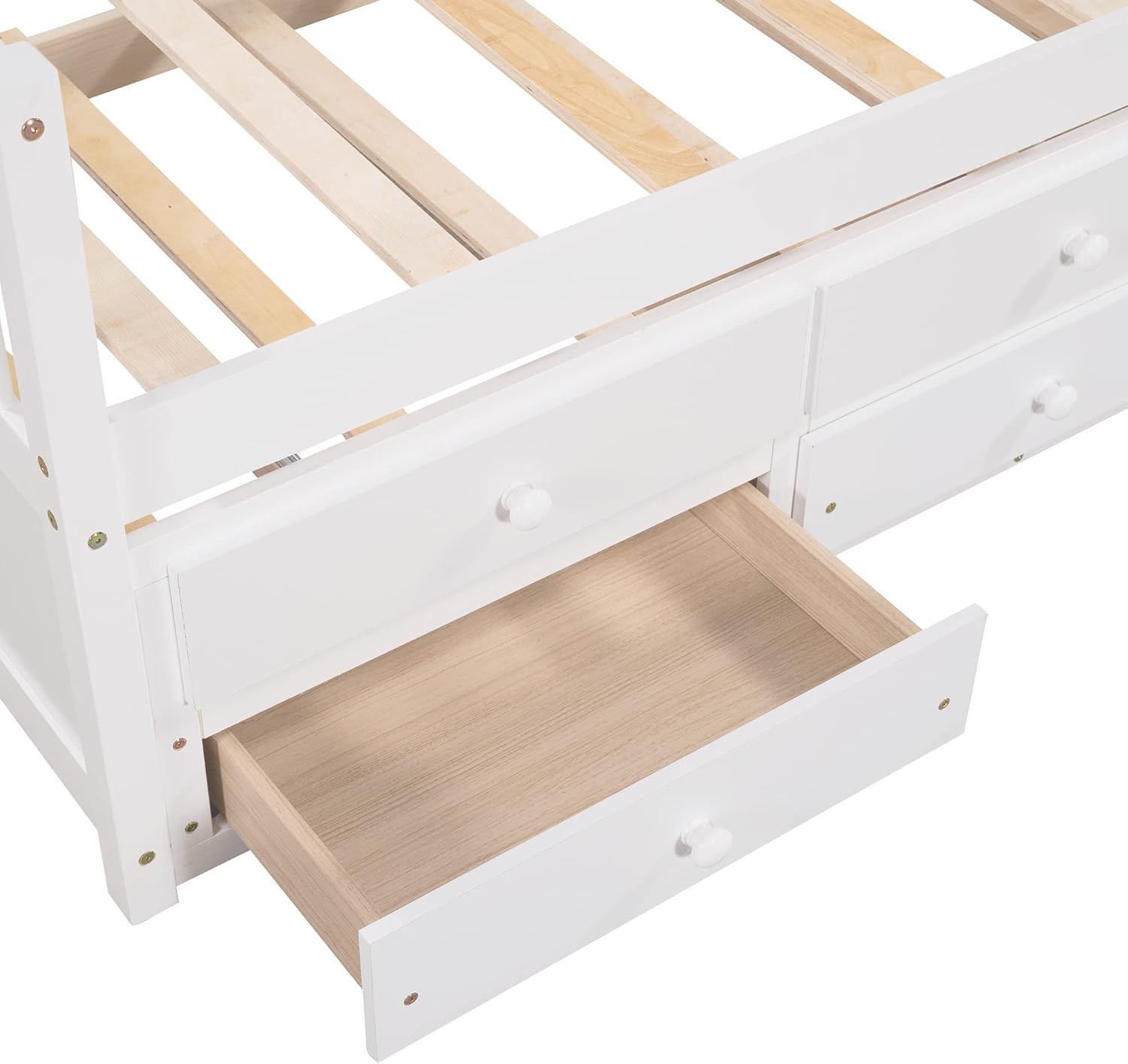 Harper & Bright Designs Daybed with Trundle and Storage Drawers,Wood Twin Captains Bed, Trundle Daybed with Storage for Kids Teens or Adults (Twin,White)